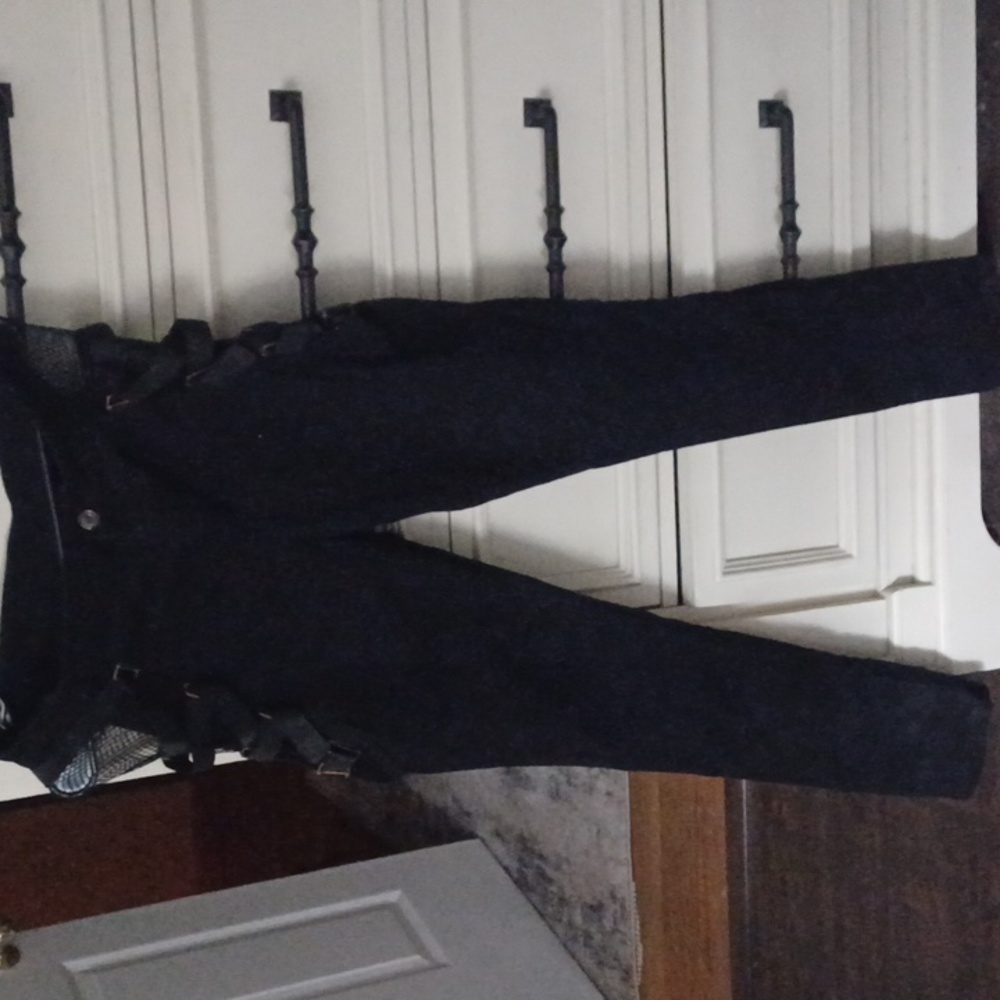 Women's Black Jeans with Strap Details